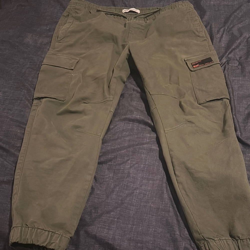 Olive Green Cargo Joggers